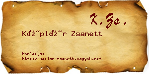 Káplár Zsanett névjegykártya